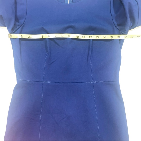 J.Crew Midnightl Blue Pencil Structured Knit Zipper Detail Scuba Mini Dress Sz 6 - Picture 9 of 15